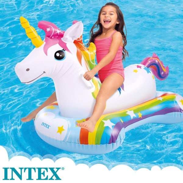 Flotador Unicornio Intex - Colchoneta Infantil 163 x 86 cm con 2 Asas de Sujeción, para Niños a Partir de 3 Años, Peso Máximo 40 Kg Discount