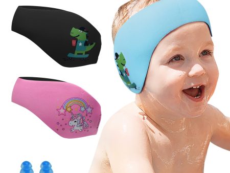 Talla: Talla única - Diadema de Natación para Niños con Banda de Neopreno Elástica y Patrón Animal, Incluye Tapones para los Oídos Embalaje Deteriorado Sale