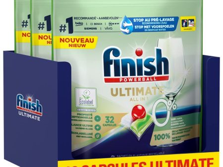 Finish - Pastillas para Lavavajillas Powerball Ultimate All in One 0% – 96 Tabletas (3 x 32 Cápsulas) Cheap