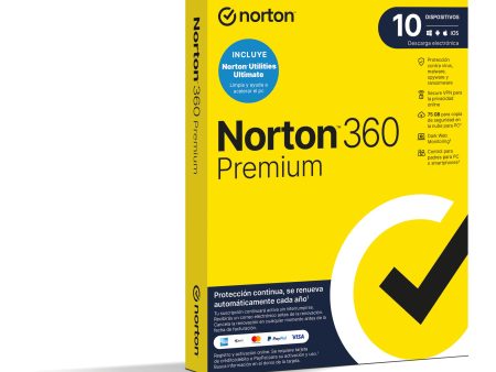 Norton 360 Premium Utilities 2024 - Antivirus y Utilidades para 10 Dispositivos, 12 Meses de Suscripción, Monitoreo de la Web Oscura, VPN Segura y Gestor de Contraseñas Embalaje Deteriorado Online Sale