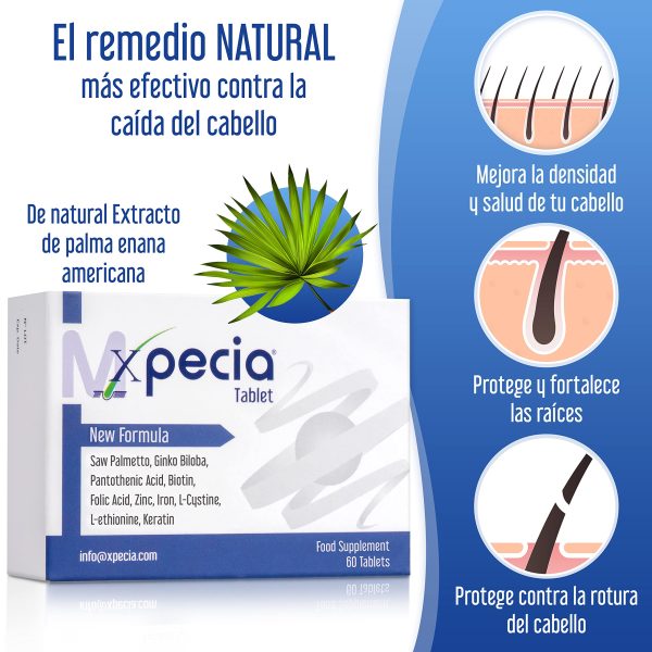 XPECIA - Tratamiento Anticaída del Cabello para Hombres, Bloqueador de DHT, Fórmula para el Crecimiento Capilar, 180 Pastillas Embalaje Deteriorado Fashion