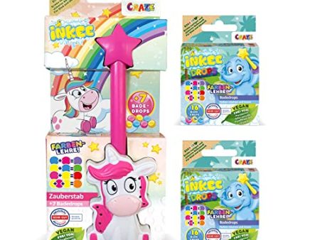 INKEE Wand - Pack de Varita Mágica para la Bañera en Forma de Unicornio con 39 Bombas de Baño para Niños Embalaje Deteriorado For Sale