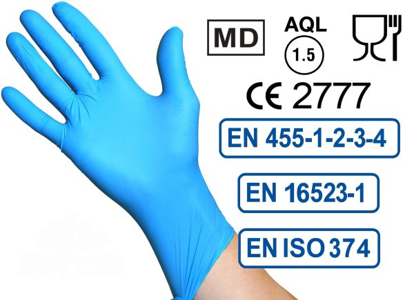 200 guantes de Nitrilo M sin polvo, sin látex, hipoalergénicos, certificados CE conforme a normativa europea para alimentos y uso médico Embalaje Deteriorado (Cad: 30 06 2026) Sale