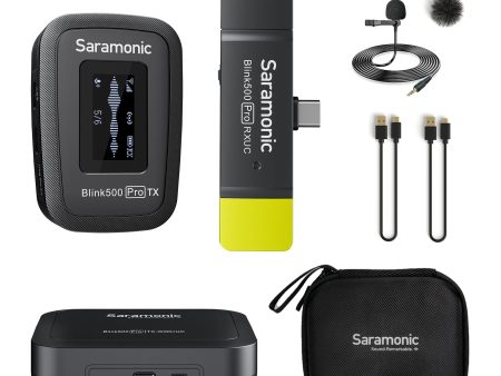 Saramonic Blink500 Pro B5 - Micrófono Inalámbrico Estéreo de Dos Canales con Caja de Carga, Pantalla OLED y Salida de Auriculares de 3,5 mm para Dispositivos Android con USB Tipo C Online Hot Sale