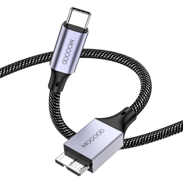 Cable MOGOOD USB C a Micro B 0.5M, USB 3.0 Tipo C a Micro B para Disco Duro Externo, Compatible con Toshiba, Seagate, WD, Galaxy S8 S9 S10 y más Embalaje Deteriorado Supply